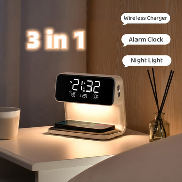 Creative 3 In 1 Bedside Lamp Wireless Charger