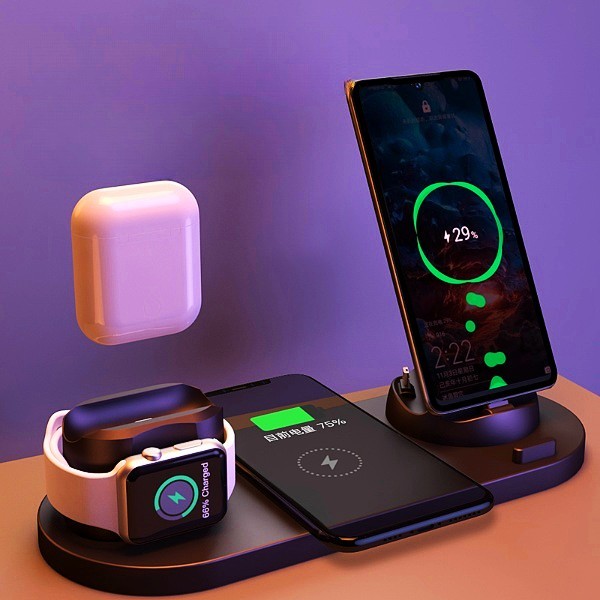 Wireless Phone Watch 6 In 1 Charging Dock Station
